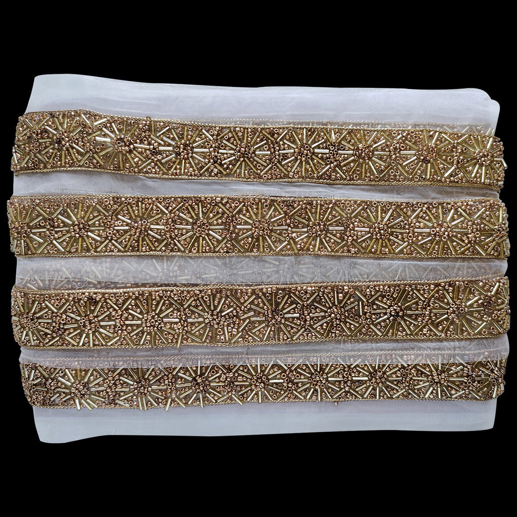 50mm Wide Indian Piping & Round Beaded Lace - 4M