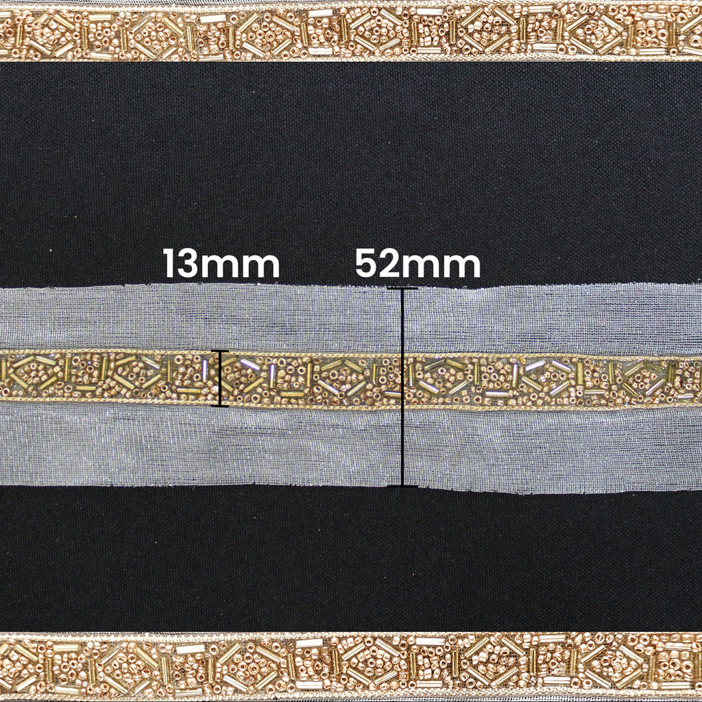 52mm Wide Indian Piping & Round Beaded Lace - 4M