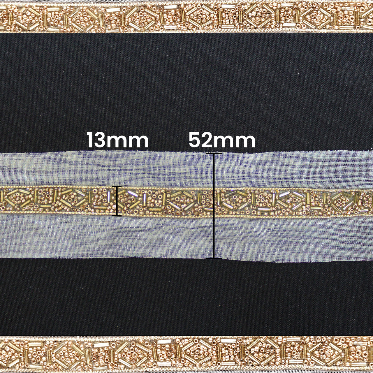 52mm Wide Indian Piping & Round Beaded Lace - 4M