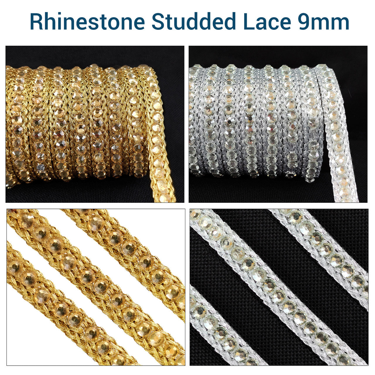 9mm Wide Indian Round Kundan Lace - 4M