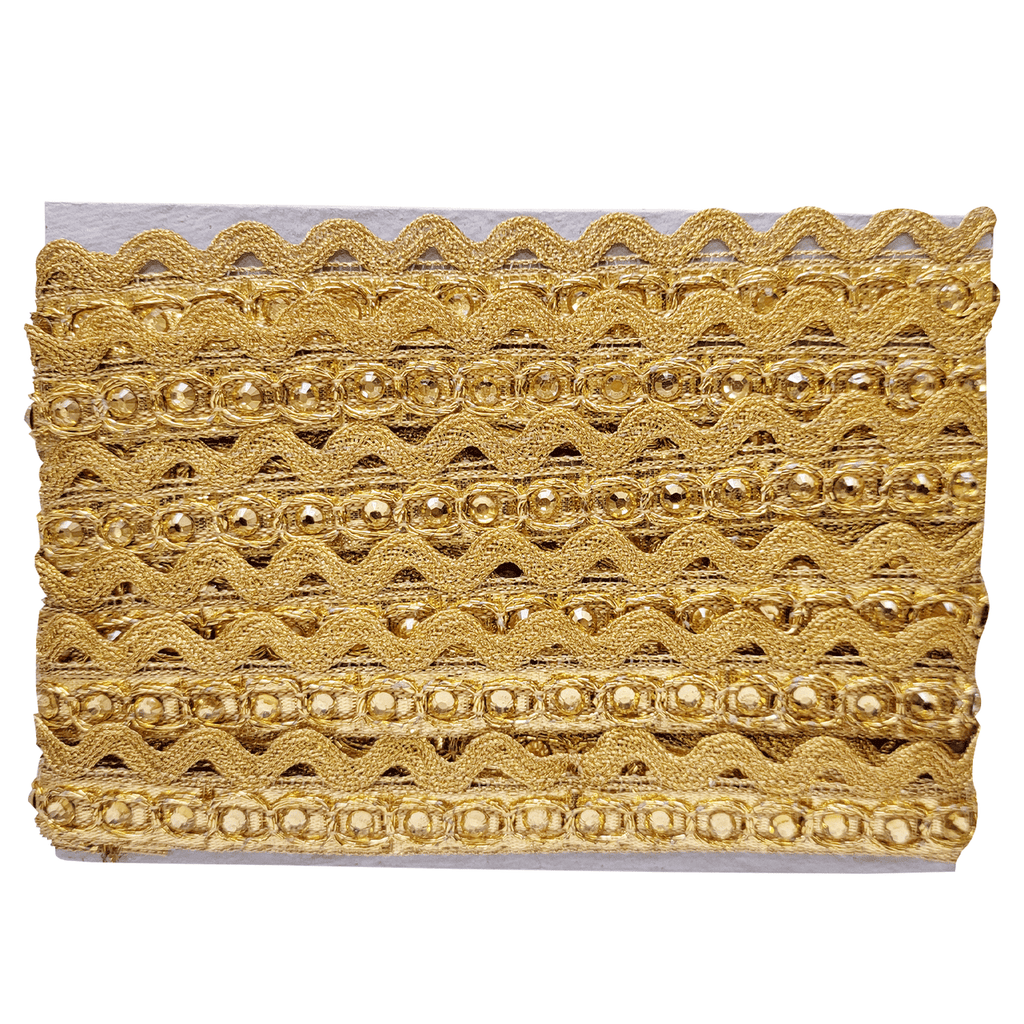 27.5mm Wide Indian Kundan Lace - Gold - 4M