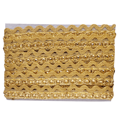27.5mm Wide Indian Kundan Lace - Gold - 4M