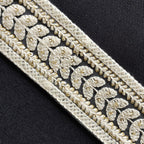 55mm Wide Floral Embroidary Leaves pattern Lace with Sequins