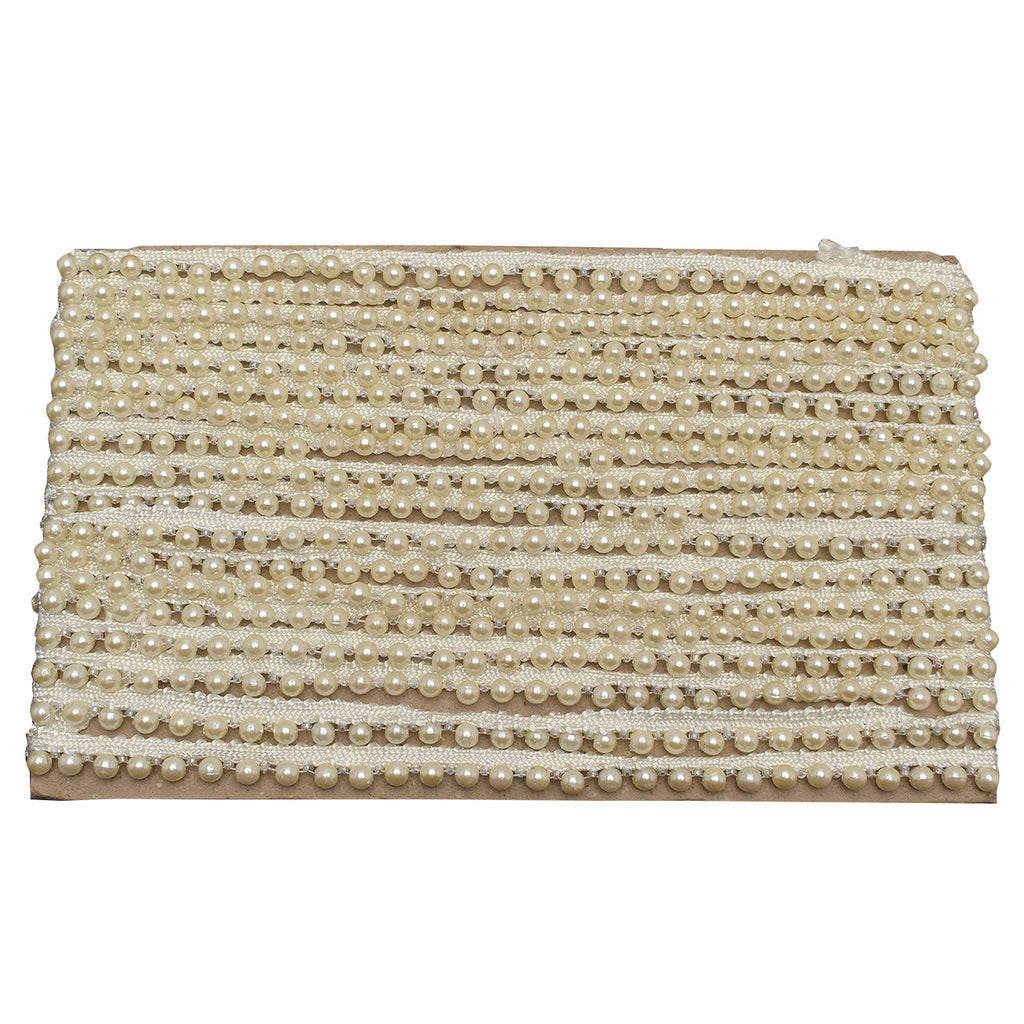 Ivory Pearl Beaded Embellishing Lace - 1M