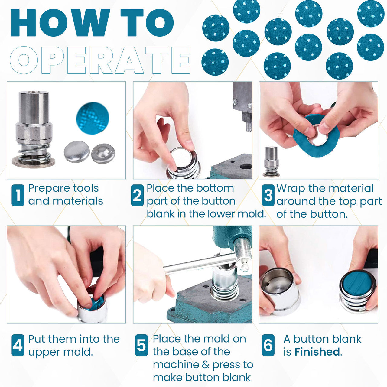 Fabric Covered Button Making Die for Hand Press Machine