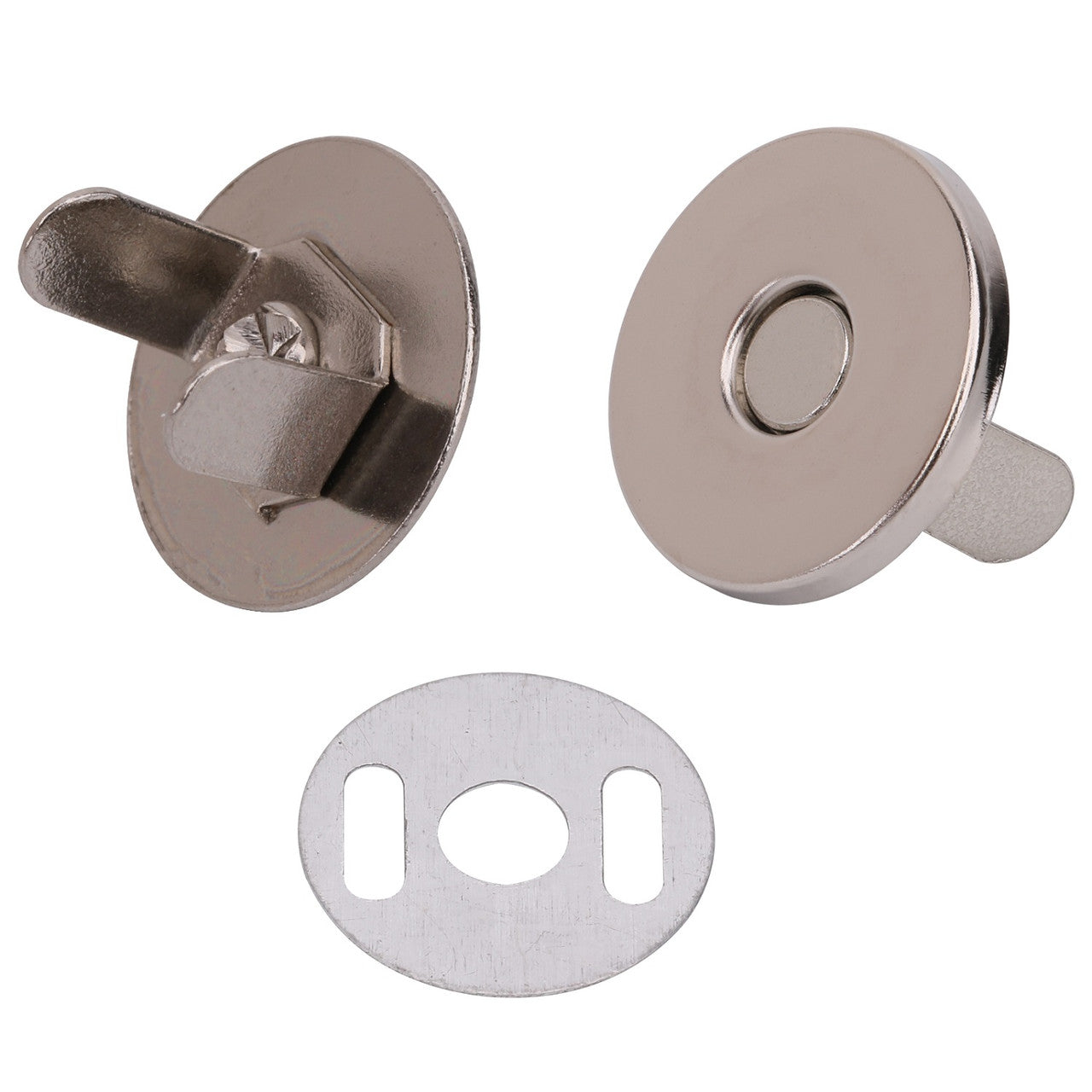 Thin Magnetic Snap Clasps - Silver