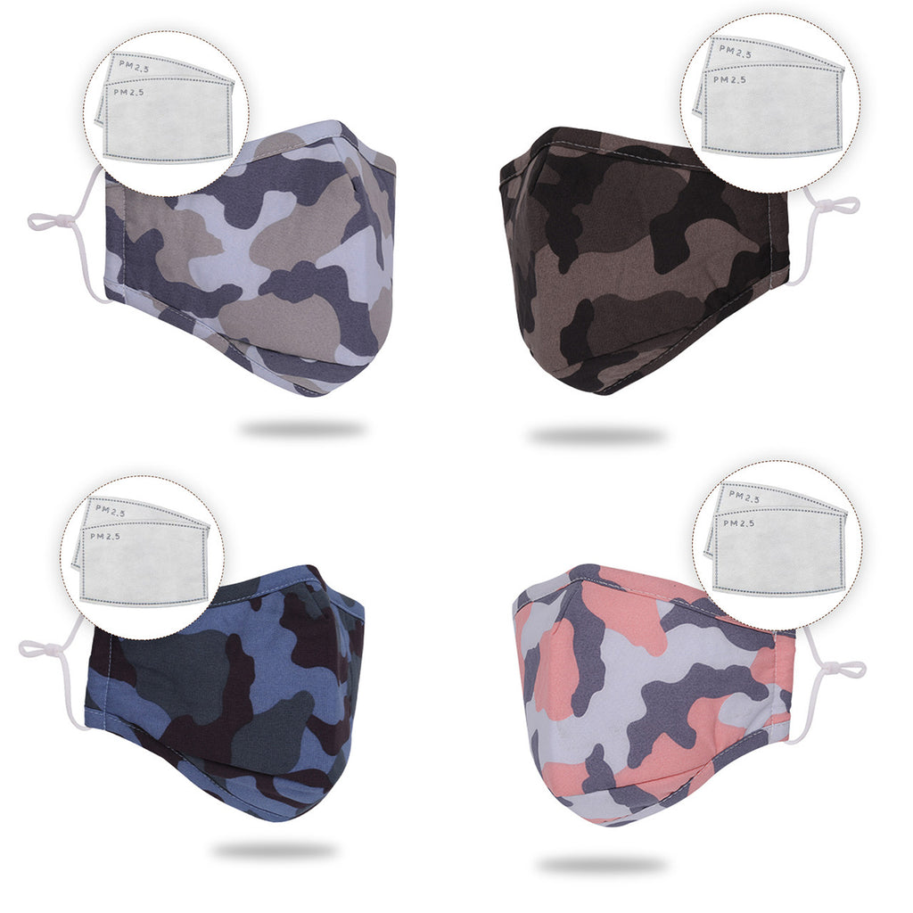 Kids Camouflage Cotton Face Mask With 2 Filter