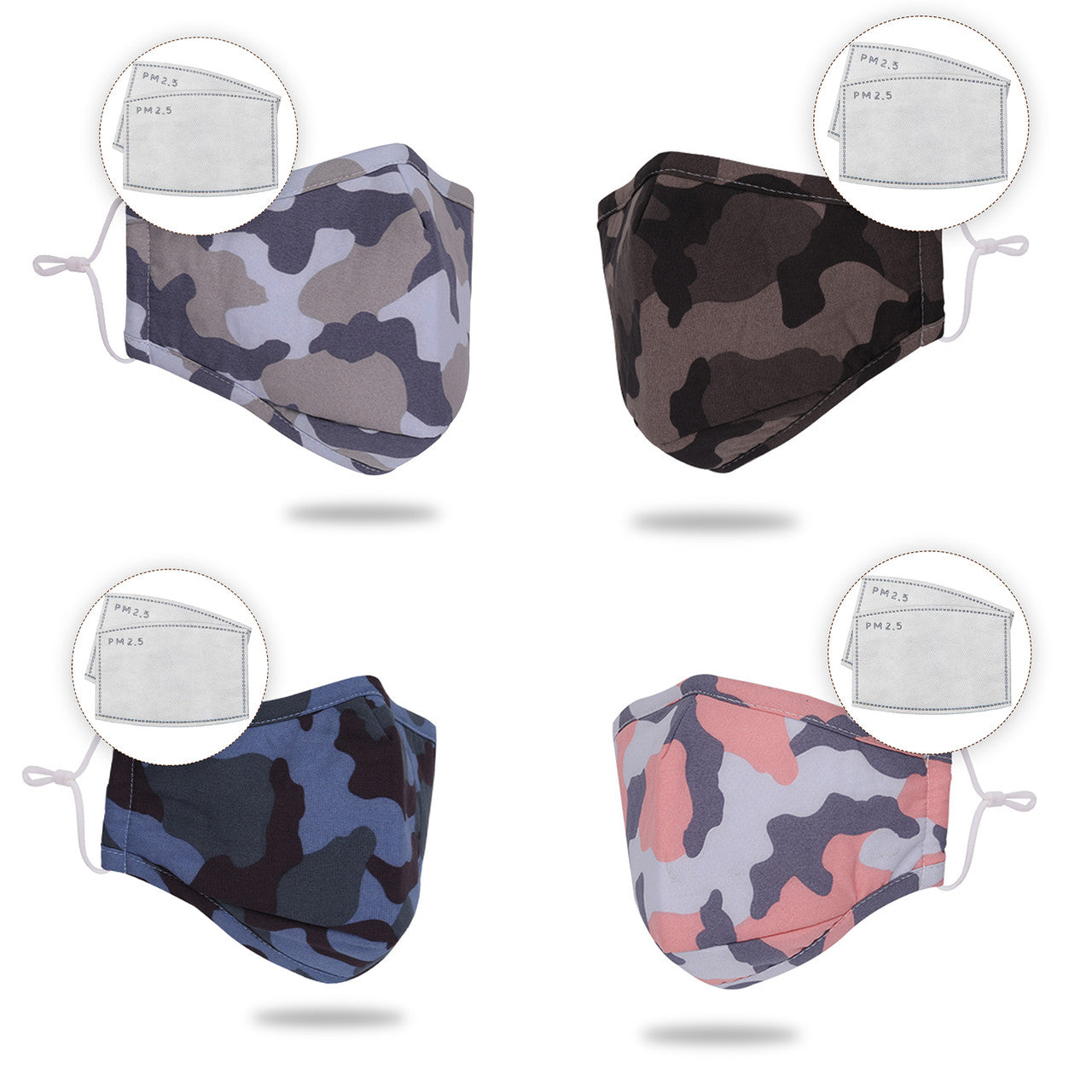 Kids Camouflage Cotton Face Mask With 2 Filter