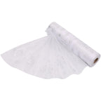 25m x 29cm Organza Roll - Silver Snow Flake Print