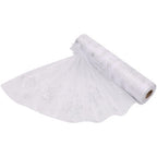 25m x 29cm Organza Roll - Silver Snow Flake Print