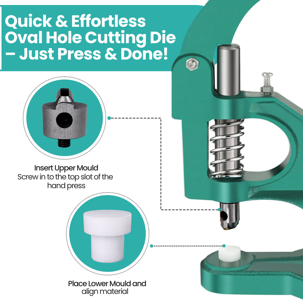 Oval Hole Cutting Die with Plastic Base for Green Machine Hand Press