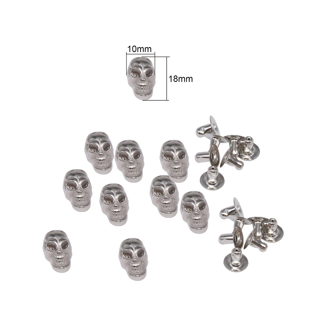 Plastic Skull Heads with Rivets - Pack of 100