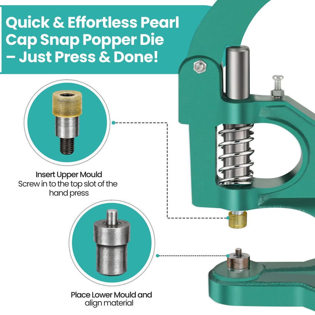 Pearl Cap Snap Popper Die Set for Green Machine Hand Press