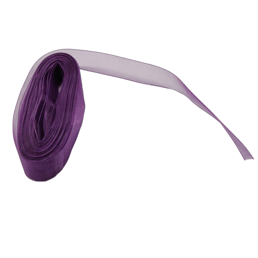 20m Organza Woven Edge Ribbon - Plum