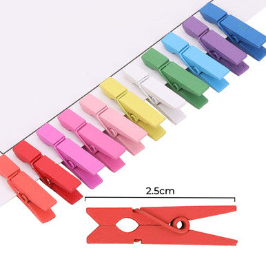 Mini Wooden Pegs - Coloured (Pack of 100)