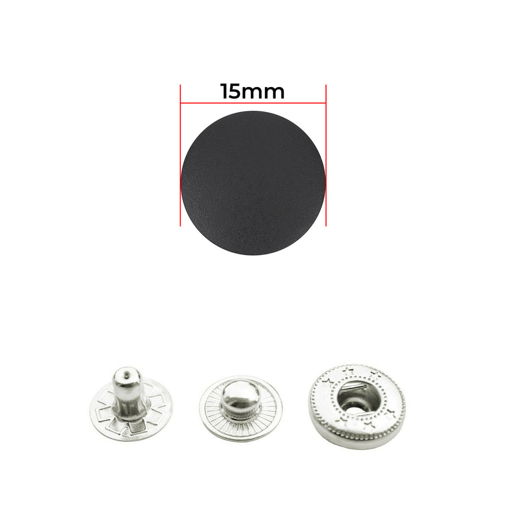 15mm S-Spring Press Studs With Plastic Caps