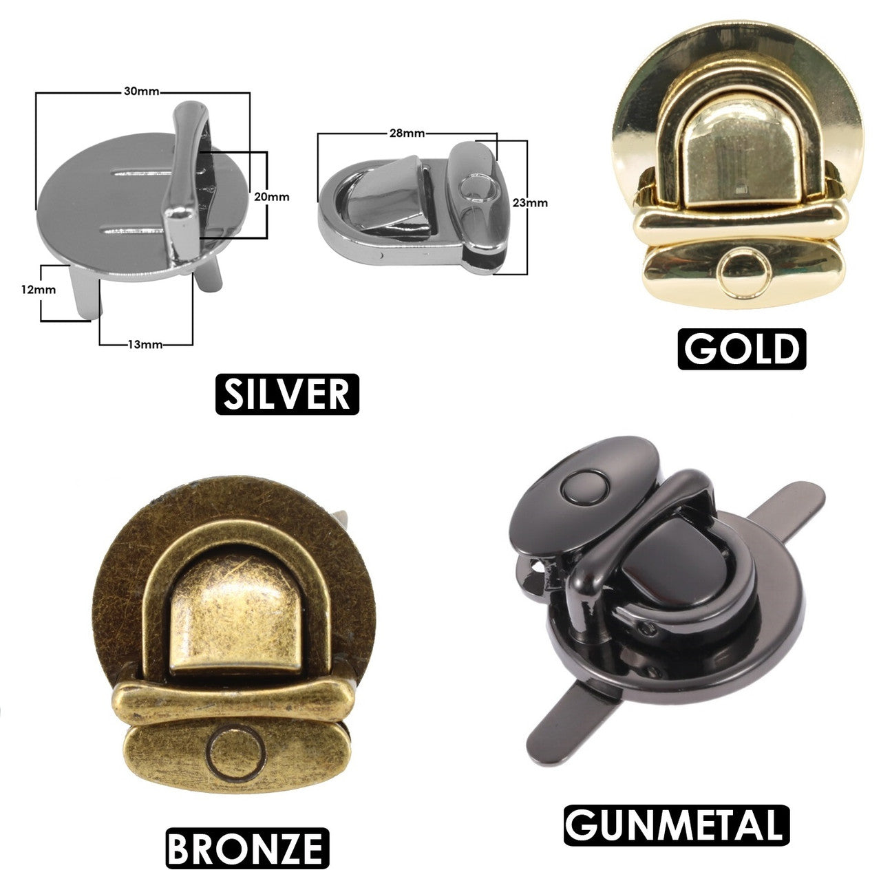 28mm x 23mm Round Tuck Lock Clasp