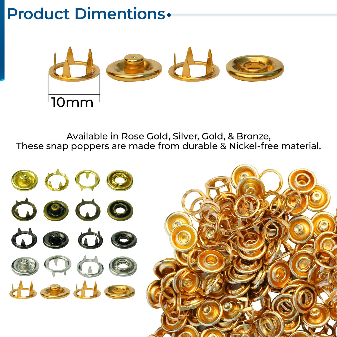 Nickel Free Snap Poppers