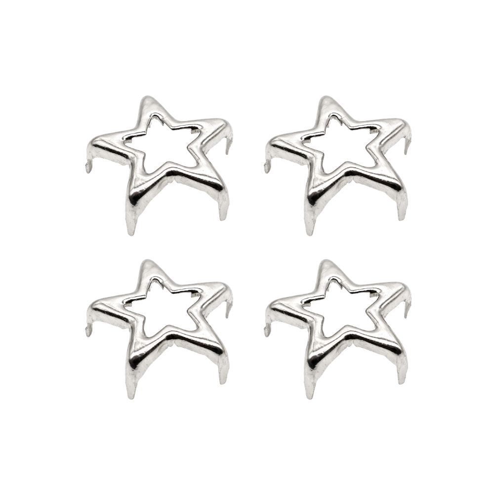 12mm Silver Star-Shaped Nail Head Studs (Pack of 50)