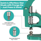 Star Studs with Prongs Die Set for Green Machine Hand Press