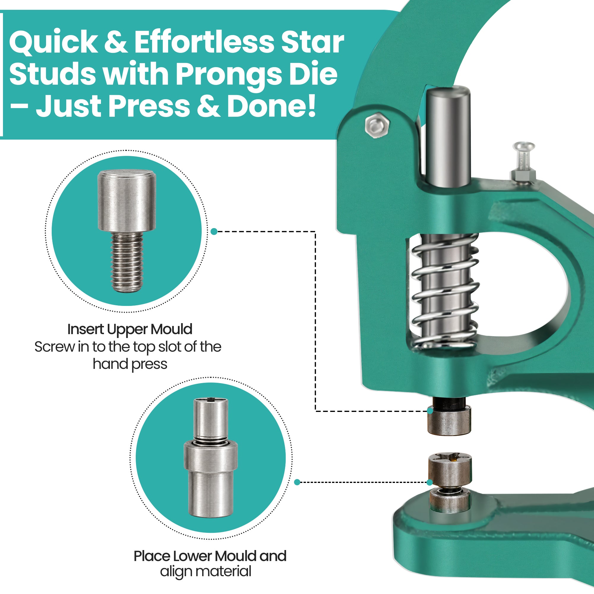 Star Studs with Prongs Die Set for Green Machine Hand Press