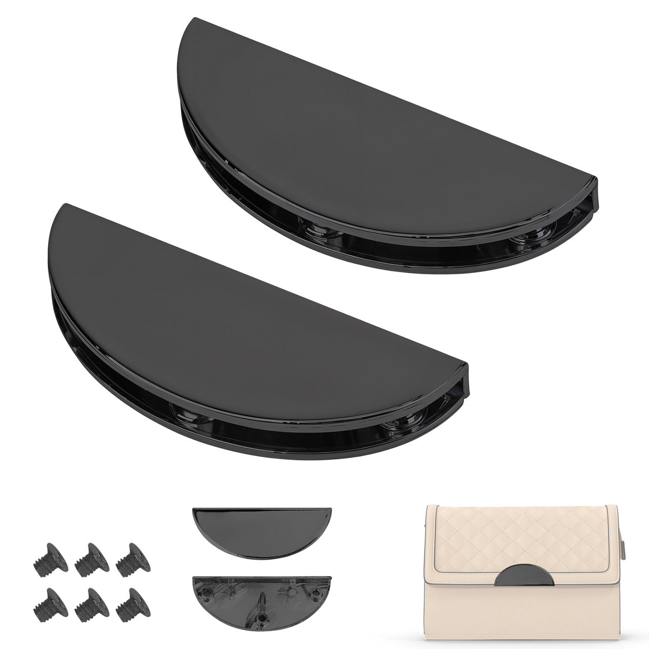 Half-Moon Magnetic Edge Clasp Plates - Gunmetal