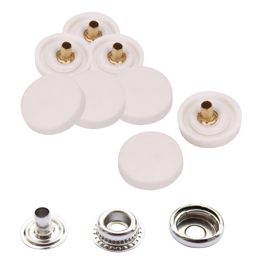 15mm Large Press Studs Silver With Plastic Cap