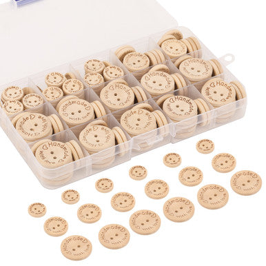 Natural Engraved Wooden Buttons – 15mm / 20mm / 25mm