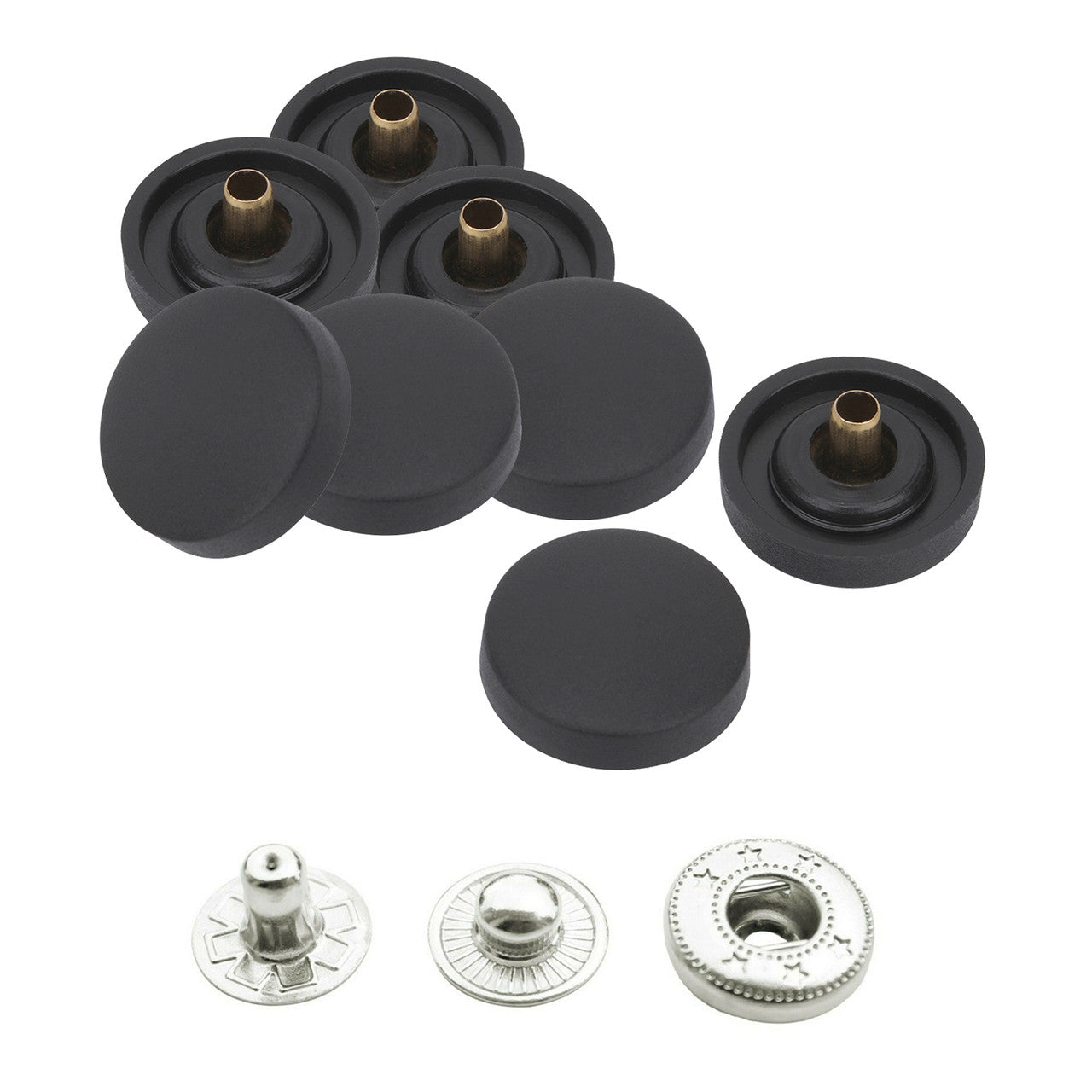 15mm S-Spring Press Studs With Plastic Caps