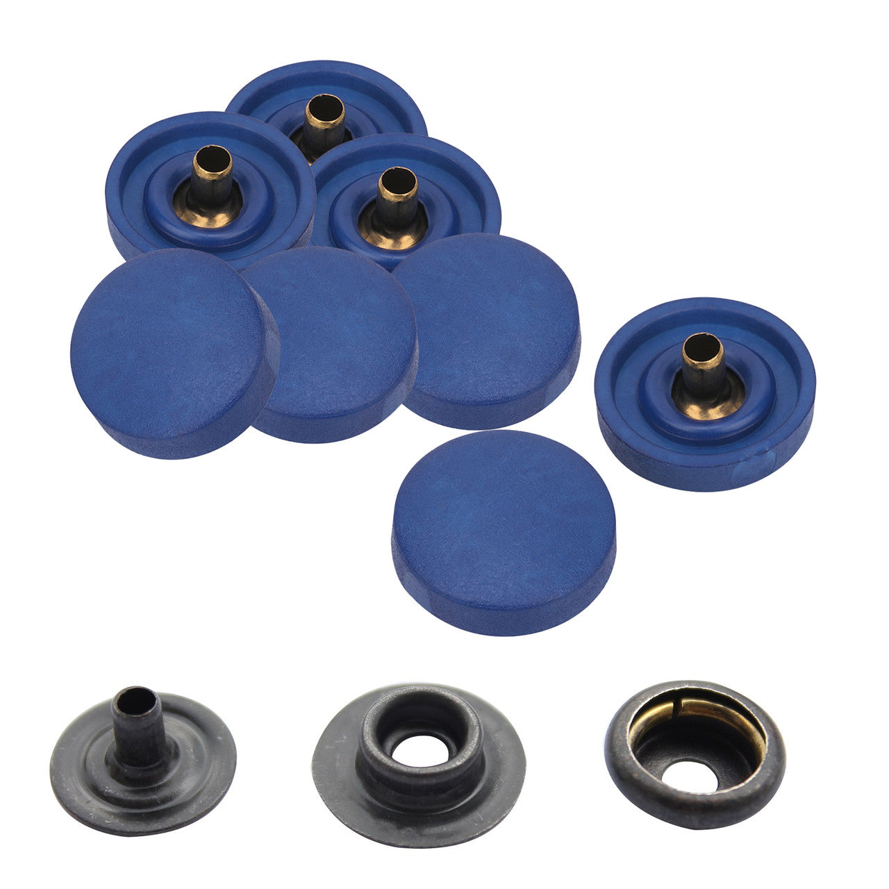 15mm 4 Part Press Studs with Black Internal Parts