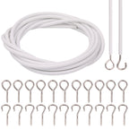 Curtain Wire with Hooks - White