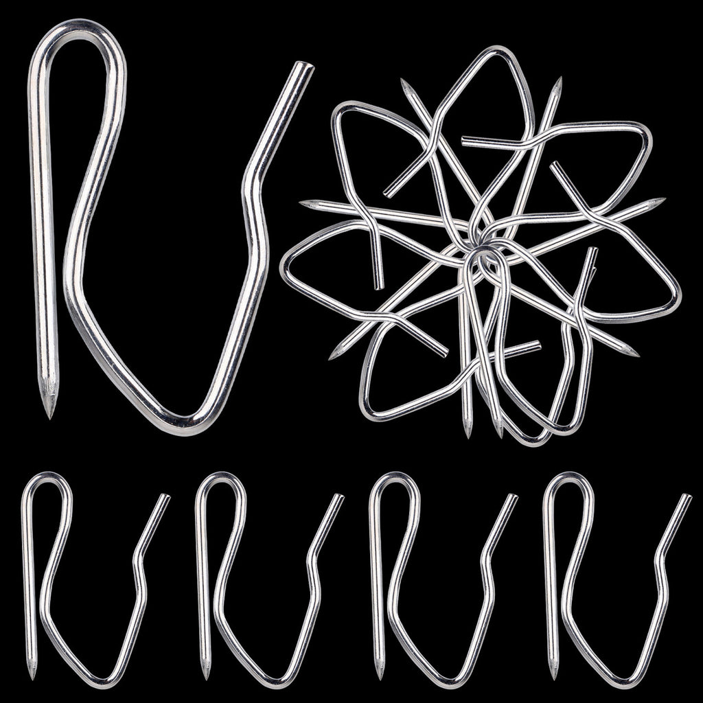 Silver Metal Iron Curtain Hooks - 4pcs