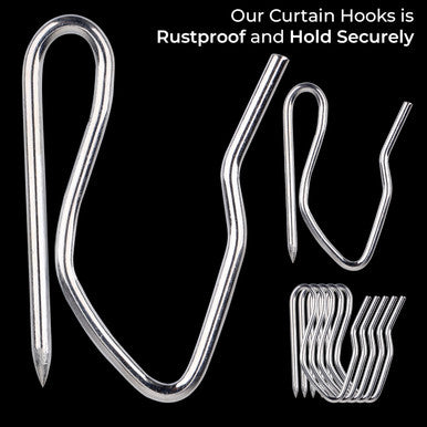Silver Metal Iron Curtain Hooks - 4pcs