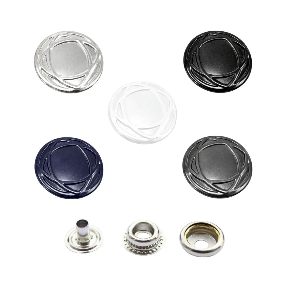 15mm 4-Part Press Studs - Small (10 Sets)