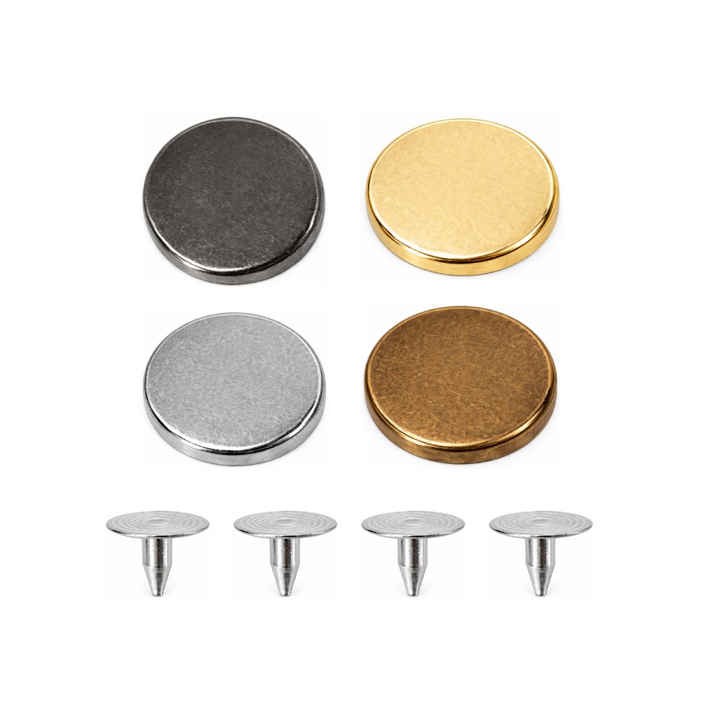 Flat Head Stud Rivets with Alloy Pins - Brass (Pack of 100)