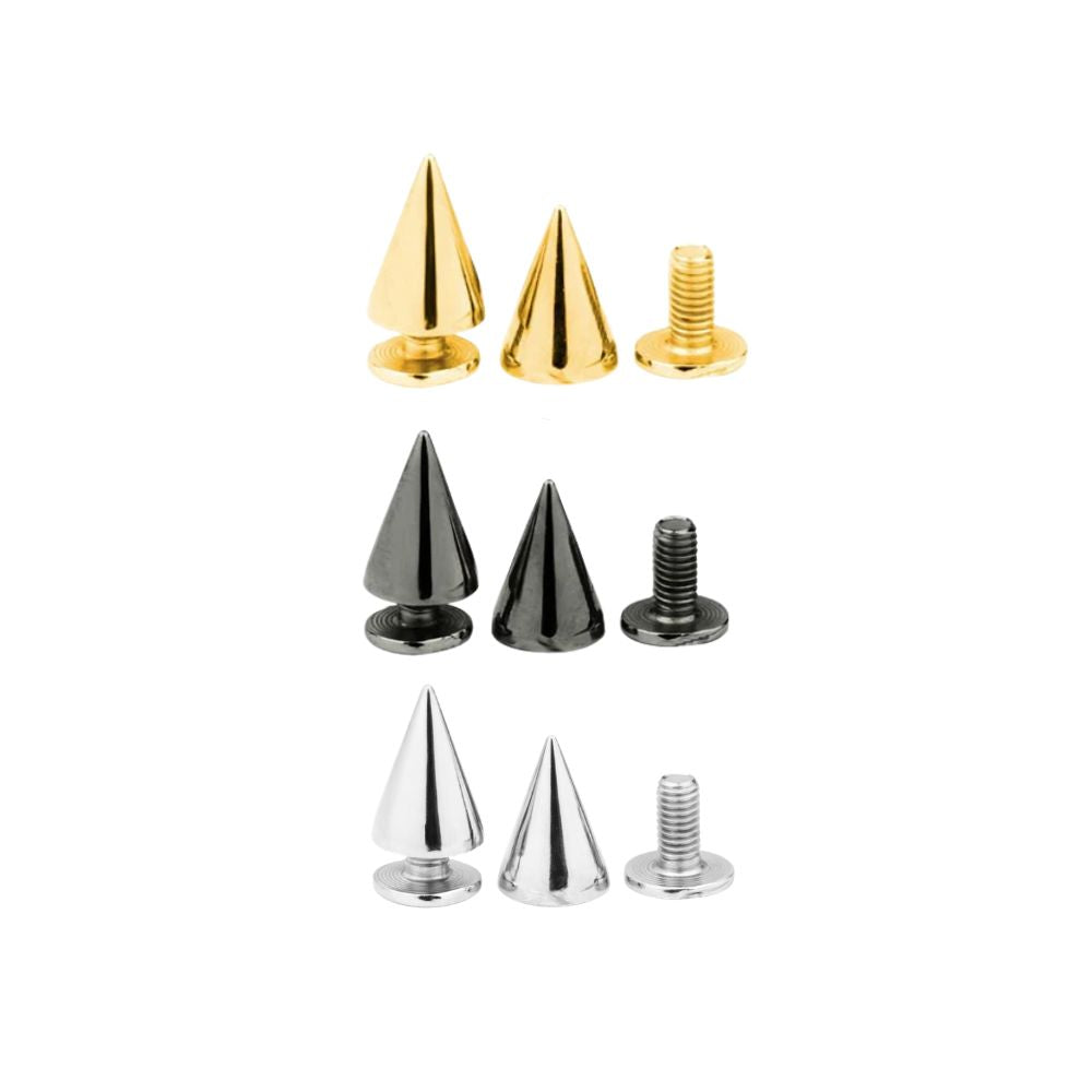 Screw Back Metal Cone Studs - (Pack of 50)