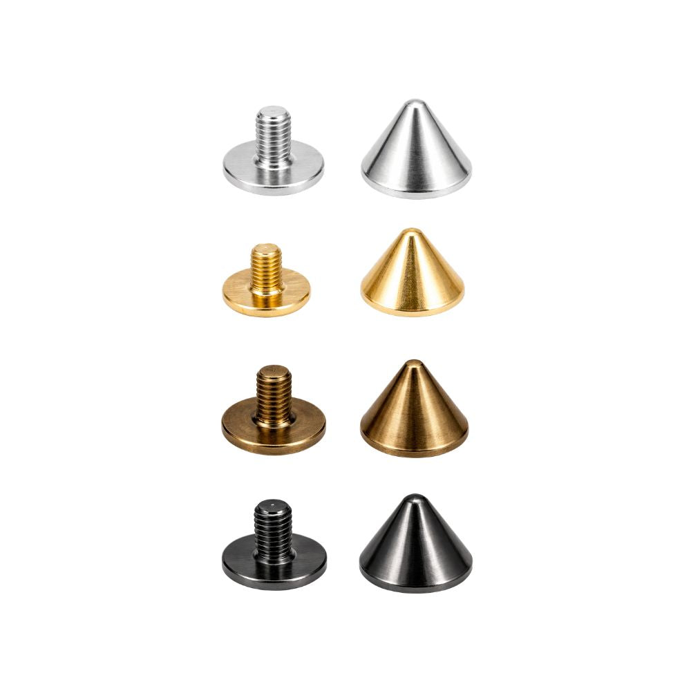 Metal Screw-Back Cone Studs, 9.5mm x 6mm - (Pack of 50)