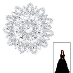 Round Flower Diamante Motif - Silver