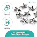 12mm Silver Star Studs with Prongs - Pack of 50