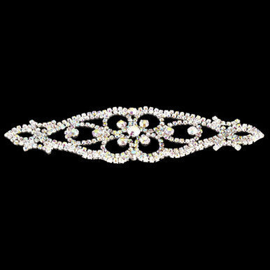 Sew-On Diamante Motif - 112mm x 72mm - Silver