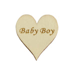 4cm Wooden Hearts Embellishment with Engraving - (Pack of 5) Baby Boy