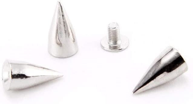 Cone-Shaped Metal Screwback Studs (Pack of 50) - Silver