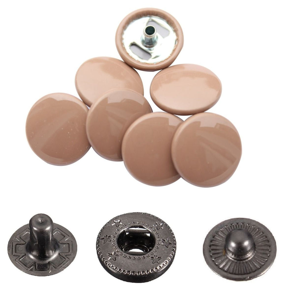 15mm S Spring Press Studs with Colour Caps and Gunmetal Components - (10 Sets)