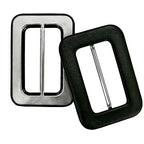 50mm Black PU Leather 3-Bar Slider Buckles - (Pack of 10)