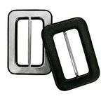 50mm Black PU Leather 3-Bar Slider Buckles - (Pack of 10)