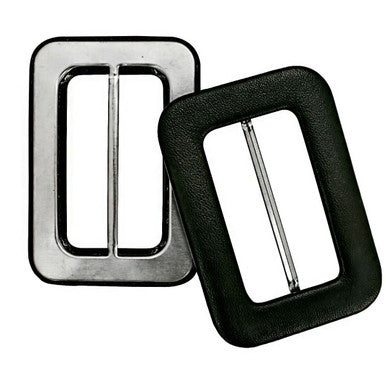 50mm Black PU Leather 3-Bar Slider Buckles - (Pack of 10)