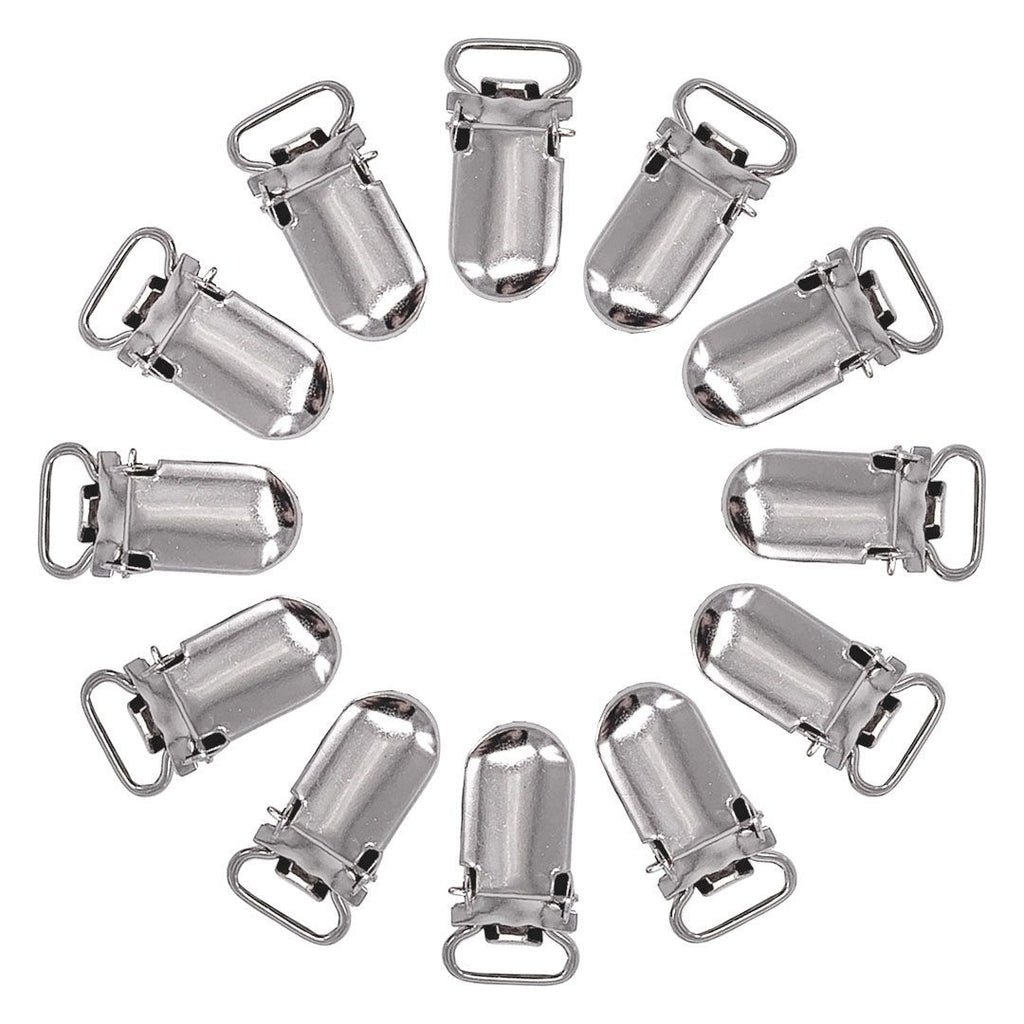 10mm Silver Snap Clip-On Holders with Ring - (Pack of 10)