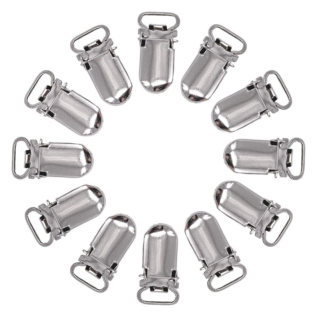 10mm Silver Snap Clip-On Holders with Ring - (Pack of 10)