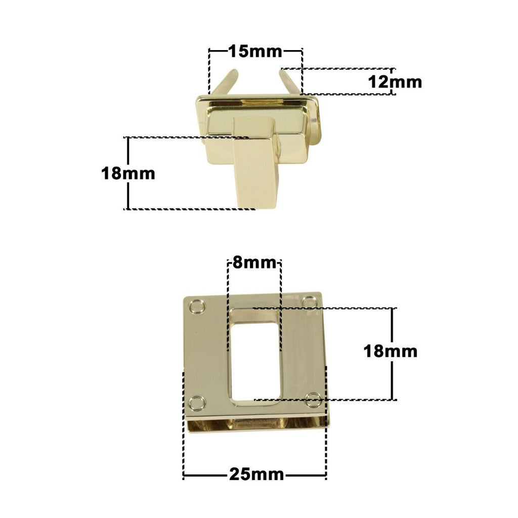 25mm Square Twist and Turn Clasp - (Pack of 1)