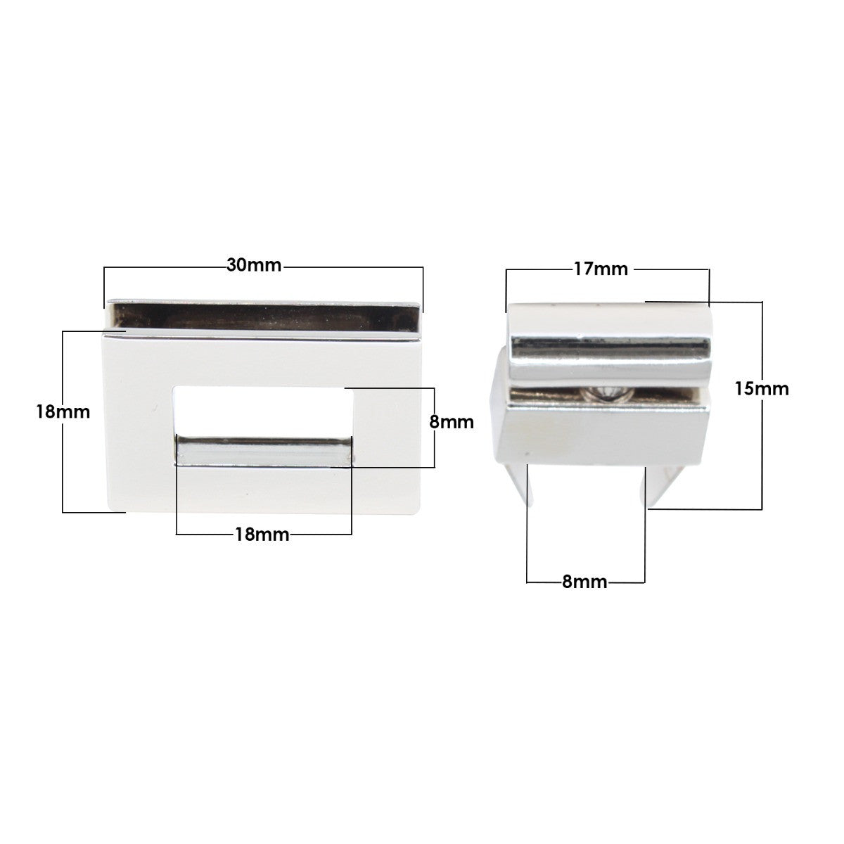 18mm x 30mm Rectangle Twist and Turn Clasp
